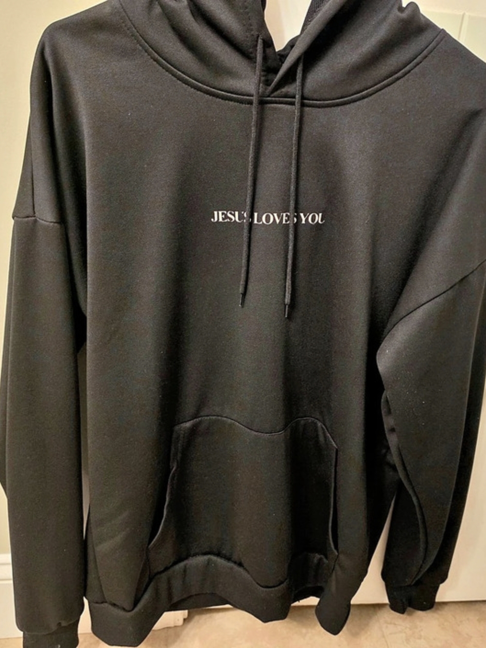 Graphic Pullover Hoodie in Black Medium Like New/  Jesus Loves You